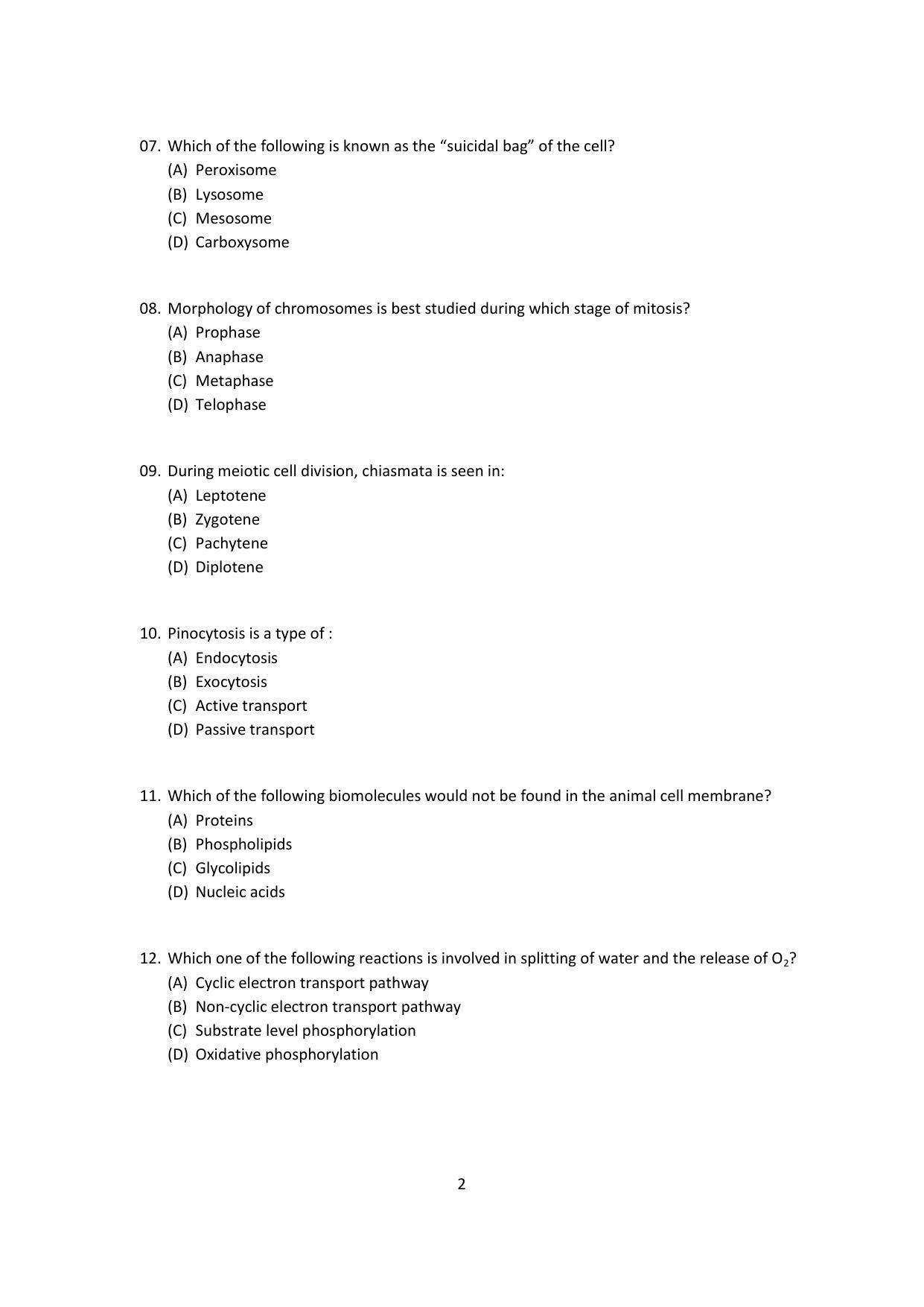 OJEE 2015 Biology Question Paper - Page 2