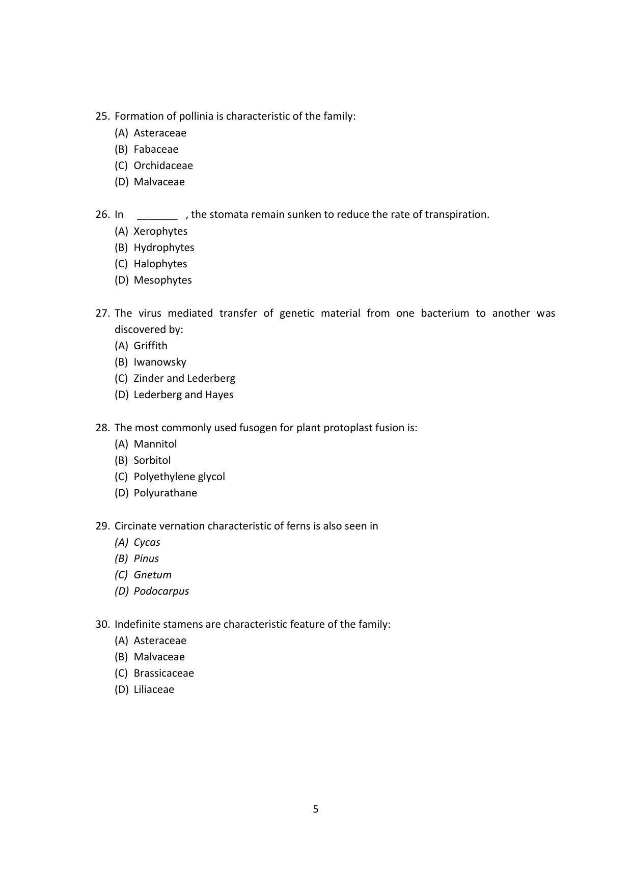 OJEE 2015 Biology Question Paper - Page 5