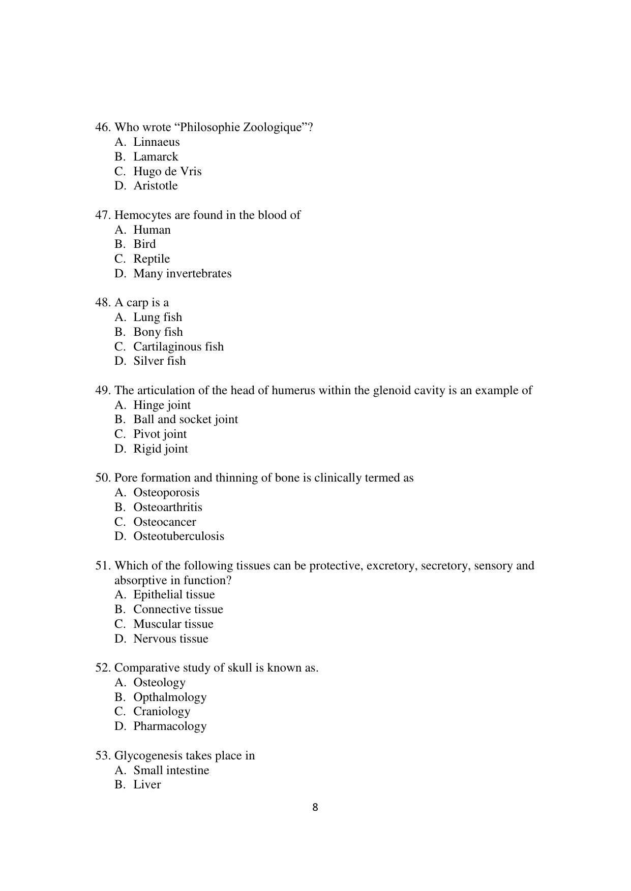 OJEE 2015 Biology Question Paper - Page 8