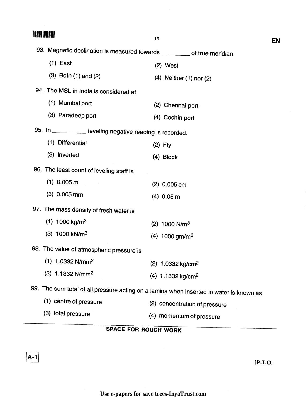 Karnataka Diploma CET- 2013 Environmental Engg. / Public Health Engg. / Water Tech / Health Sciences Question Paper - Page 19