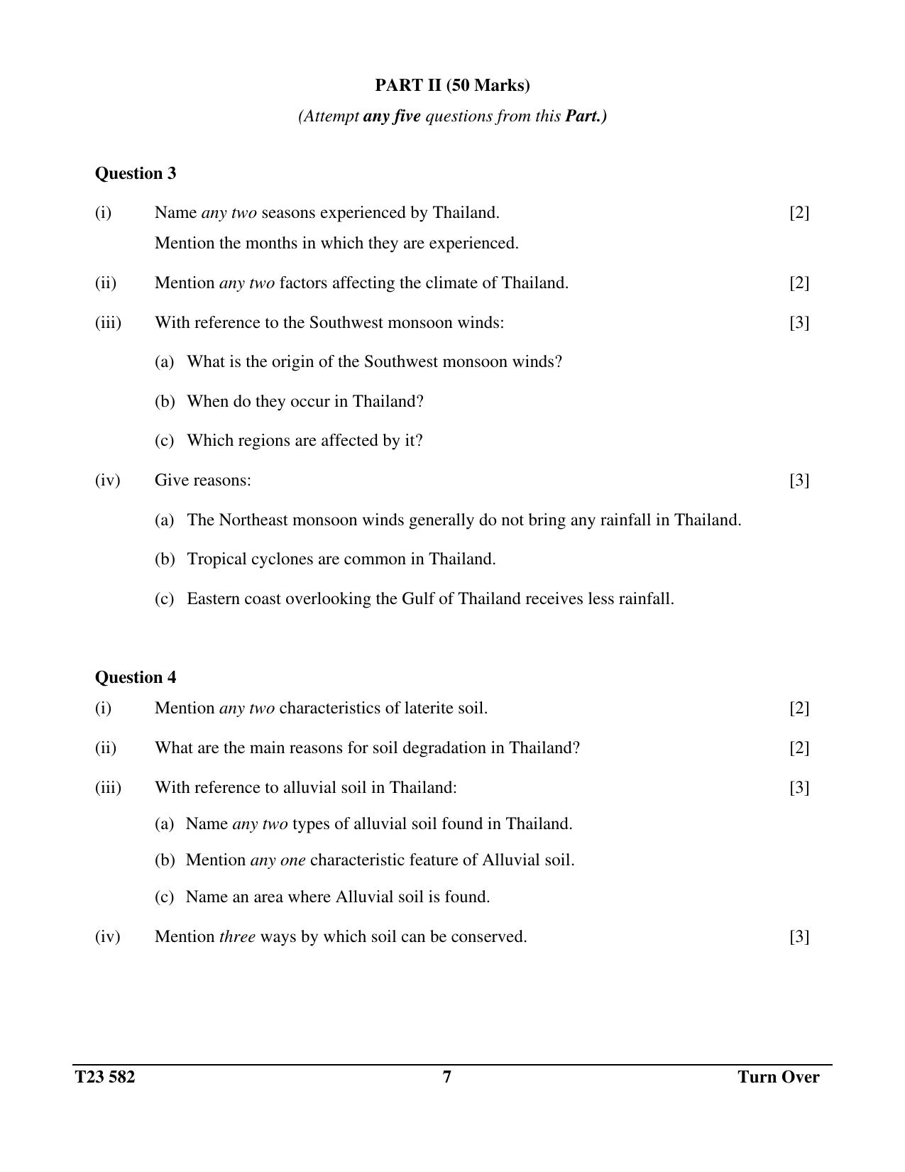 ICSE Class 10 GEOGRAPHY (THAILAND) (H.G.T. PAPER – 2) 2023 Question Paper - Page 7