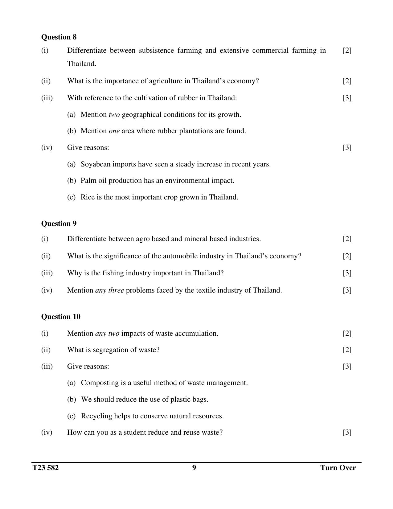 ICSE Class 10 GEOGRAPHY (THAILAND) (H.G.T. PAPER – 2) 2023 Question Paper - Page 9