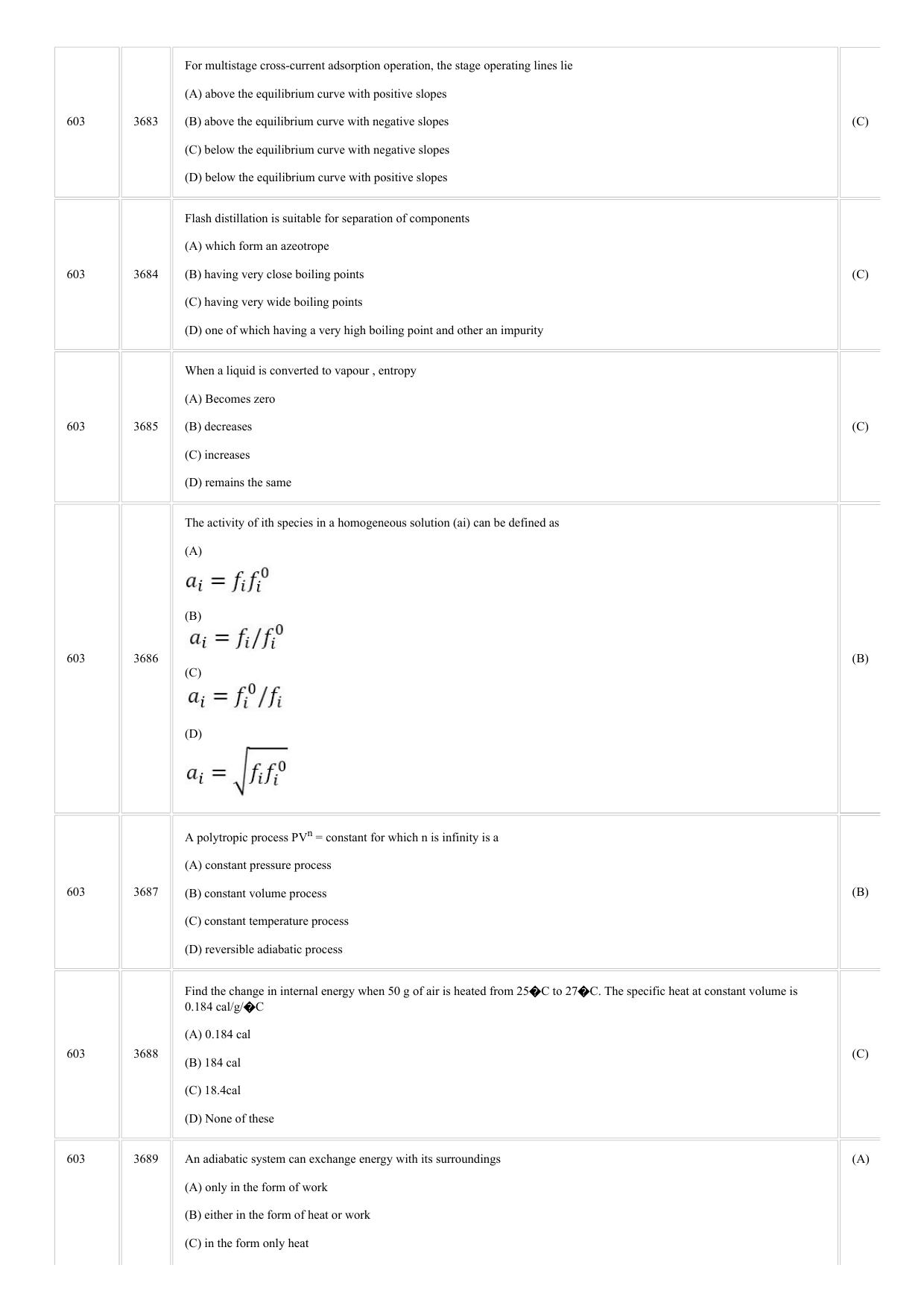 CUSAT CAT 2018 Chemical Eng Question Paper - Page 12