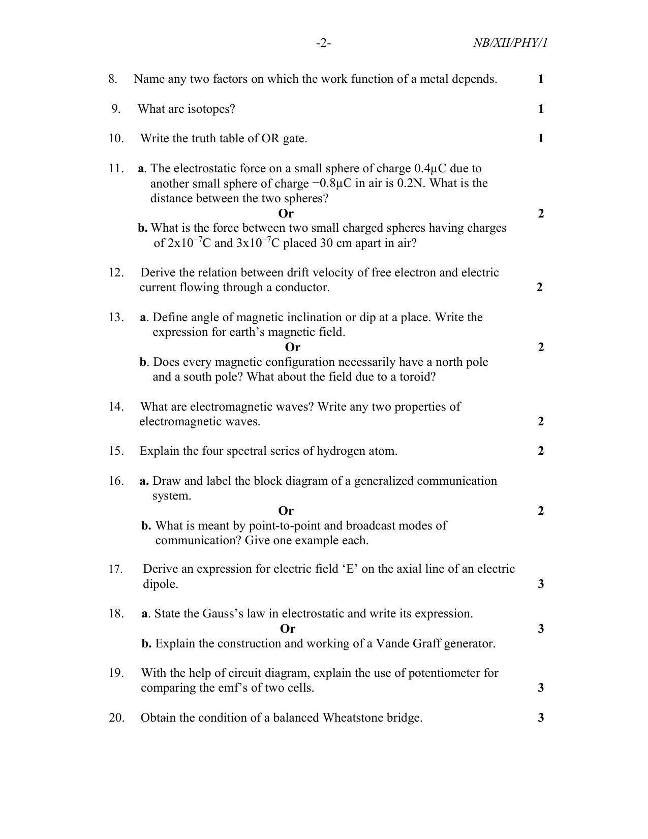 Nagaland Board Class 12 Physics 2021 Question Paper - Page 2