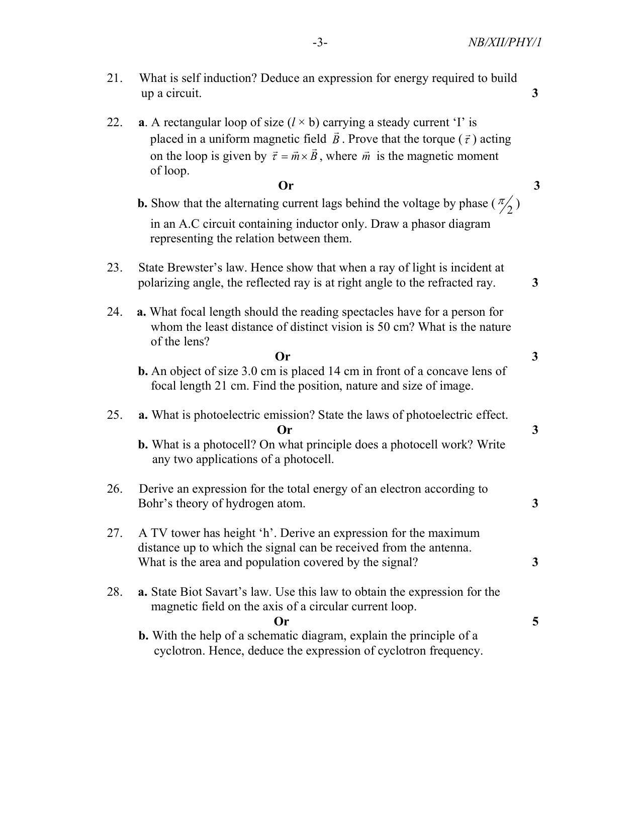 Nagaland Board Class 12 Physics 2021 Question Paper - Page 3