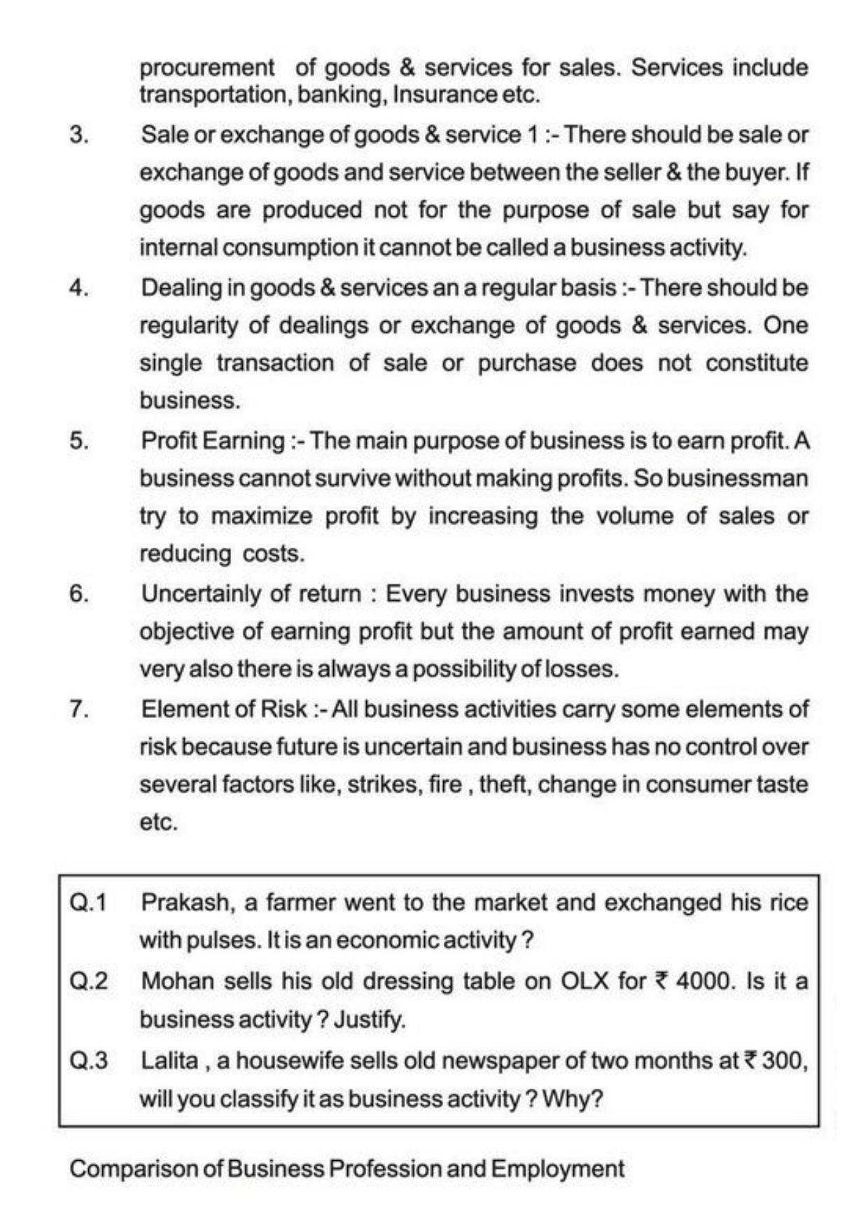 Class 11 Notes, Question & Practice Paper - Business Studies (Topic 1 : Evolution and Fundamentals of Business) - Page 7