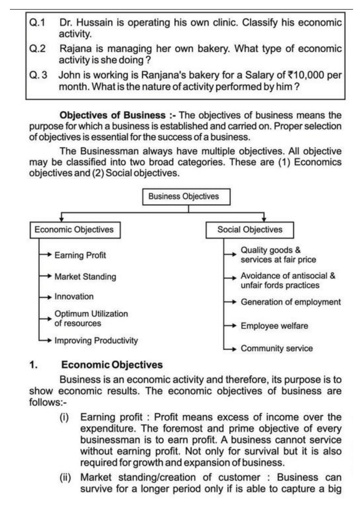 Class 11 Notes, Question & Practice Paper - Business Studies (Topic 1 : Evolution and Fundamentals of Business) - Page 9