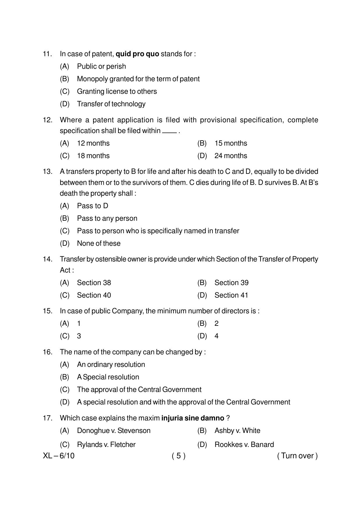 Odisha CPET LAW (LLM) 2020 Question Paper - Page 5