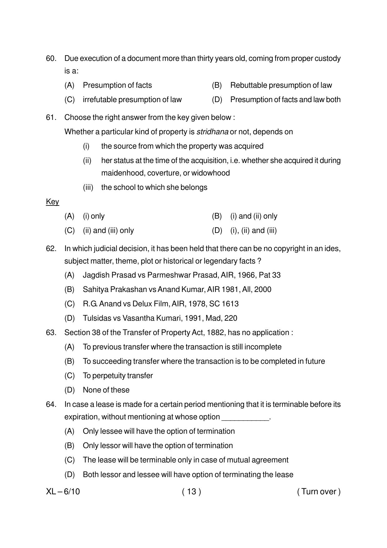 Odisha CPET LAW (LLM) 2020 Question Paper - Page 13