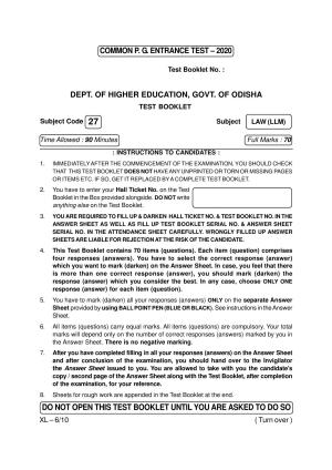 Odisha CPET LAW (LLM) 2020 Question Paper