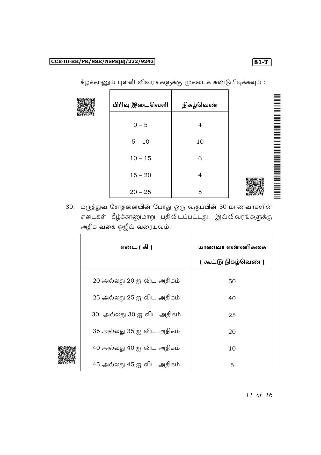 Karnataka SSLC Mathematics (Tamil Medium) Exam 3 Question Paper 2024 (B Version) - Page 11