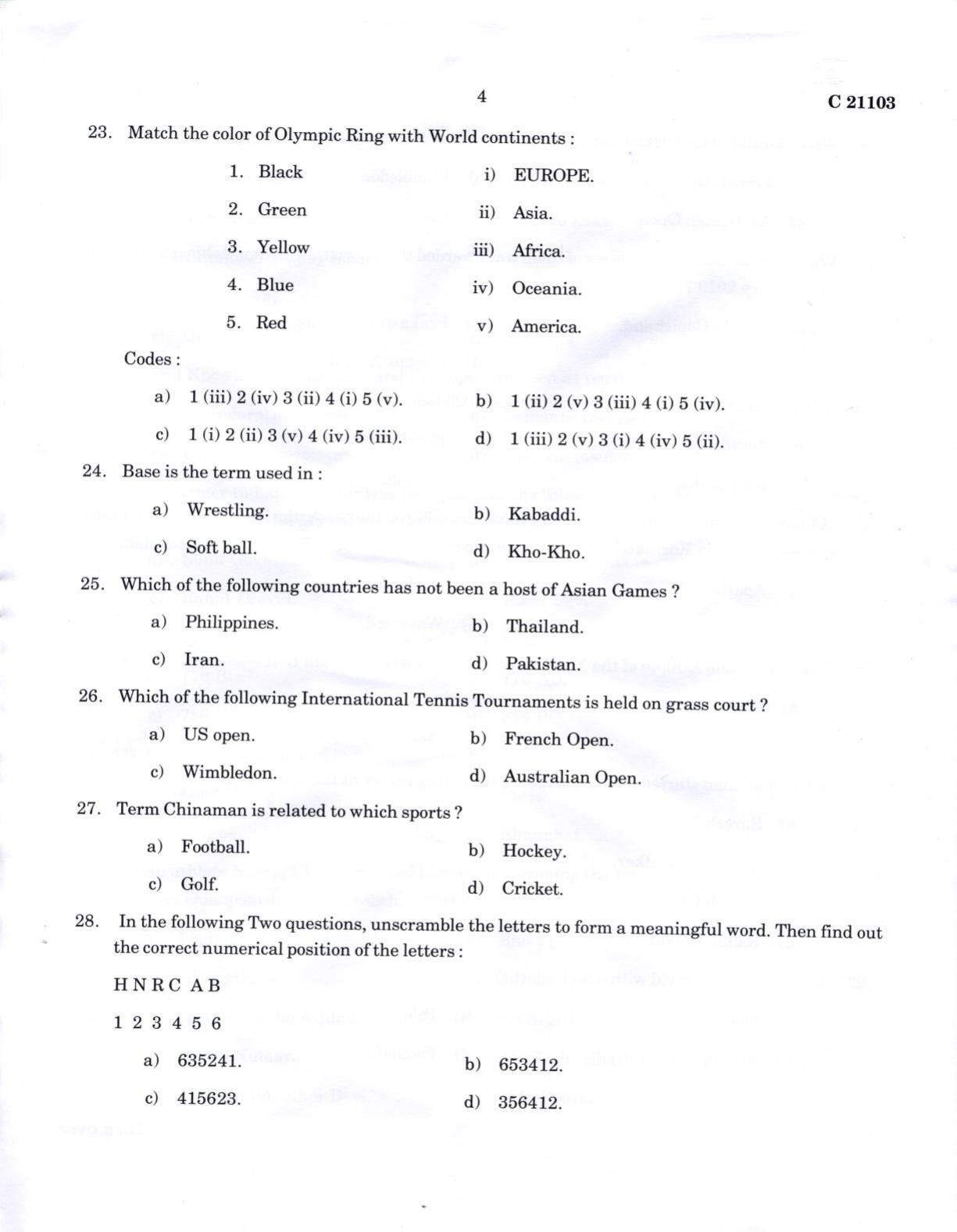 CUCAT 2022 BPEd Integrated (BPE) Question Paper - Page 4