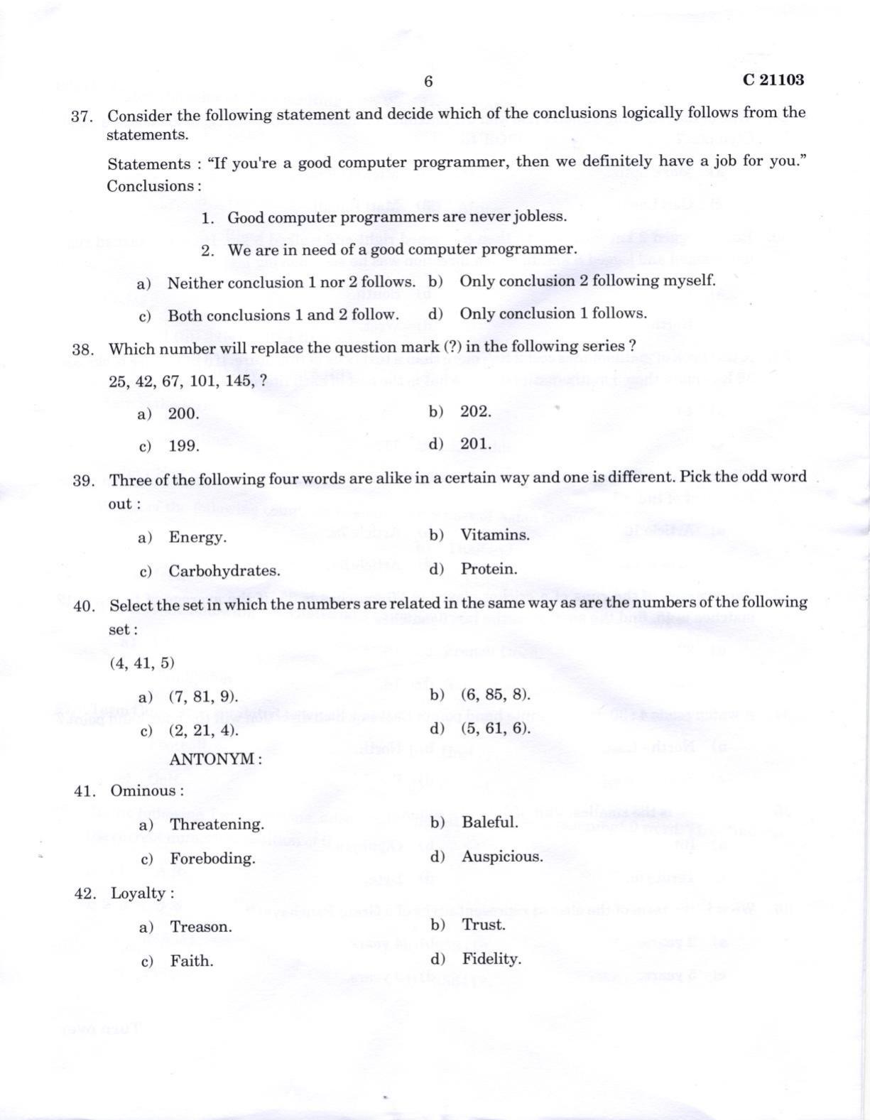 CUCAT 2022 BPEd Integrated (BPE) Question Paper - Page 6