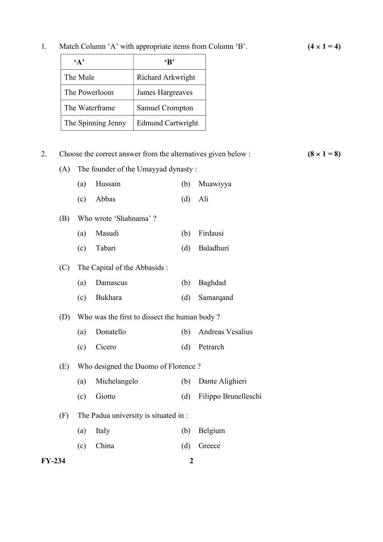 Kerala Plus One (Class 11th) History Question Paper 2021 - Page 2