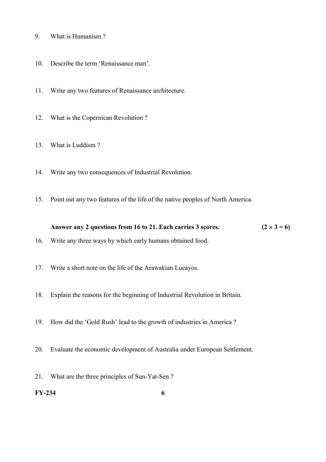 Kerala Plus One (Class 11th) History Question Paper 2021 - Page 6