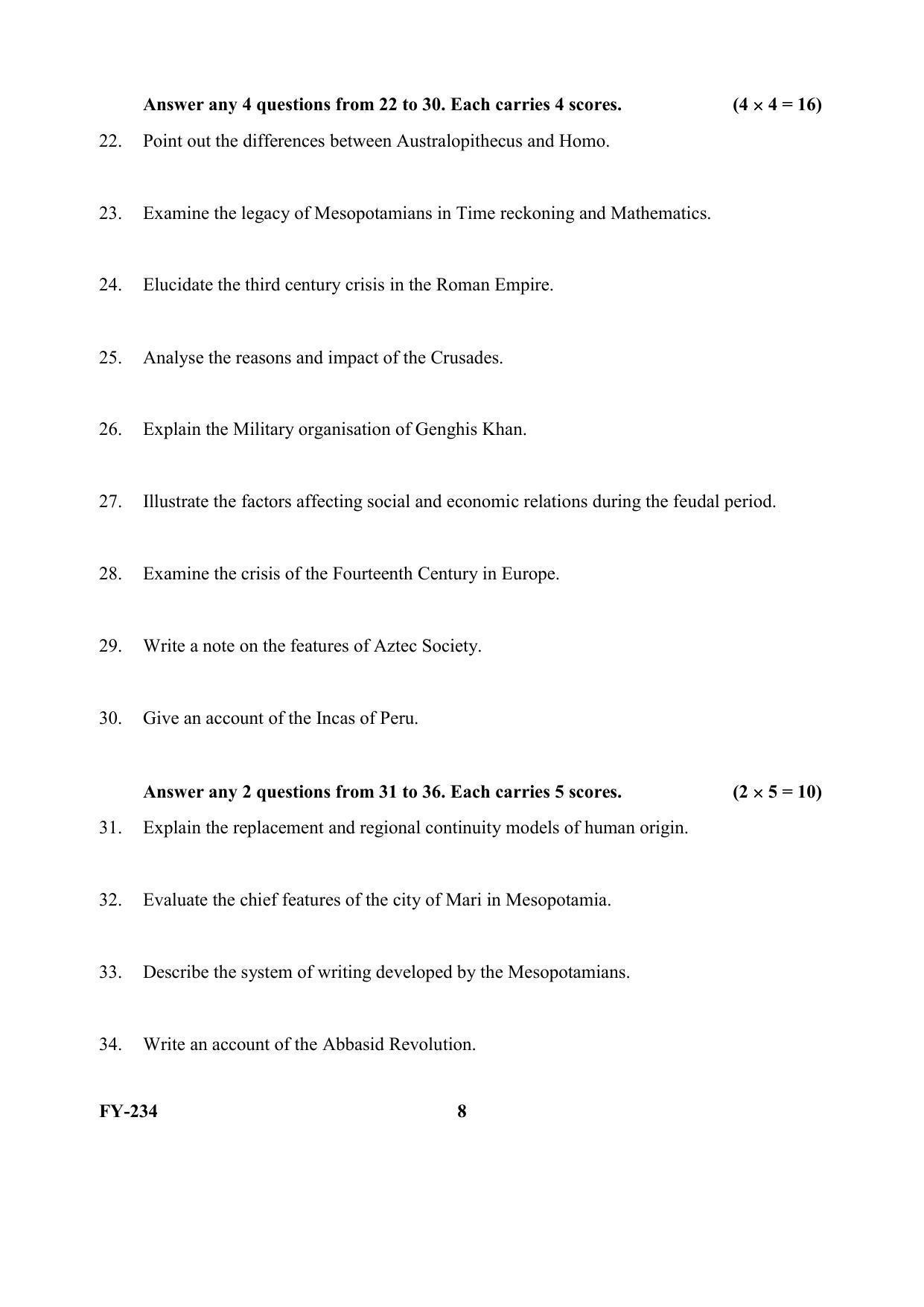 Kerala Plus One (Class 11th) History Question Paper 2021 - Page 8