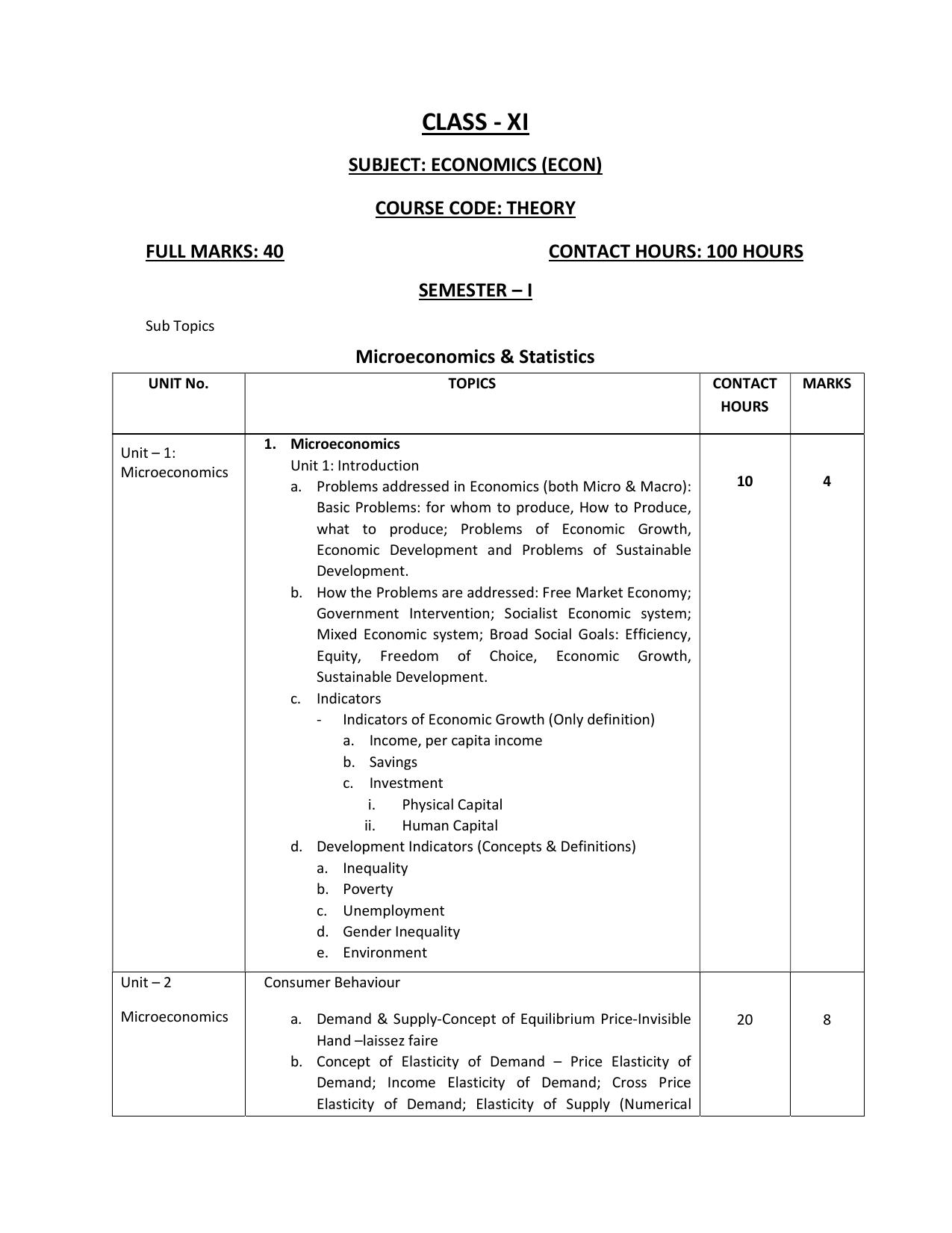 WBCHSE Class 11 & 12 Syllabus for Economics (ECON) (SET III) - Page 3