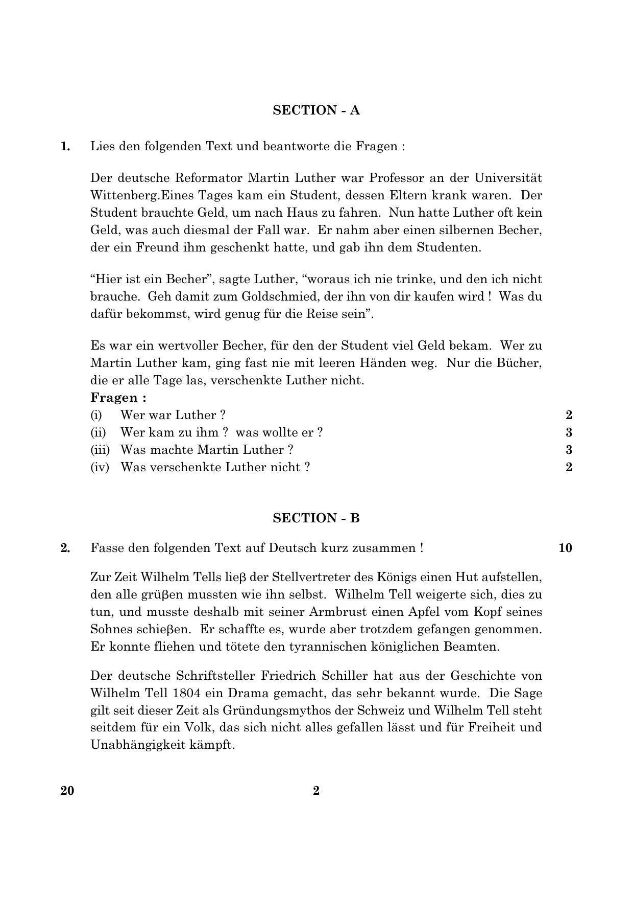 CBSE Class 12 020 German 2016 Question Paper - Page 2