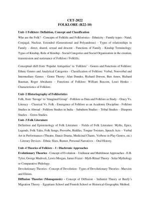 AP RCET Folk literature (Folklore) Syllabus