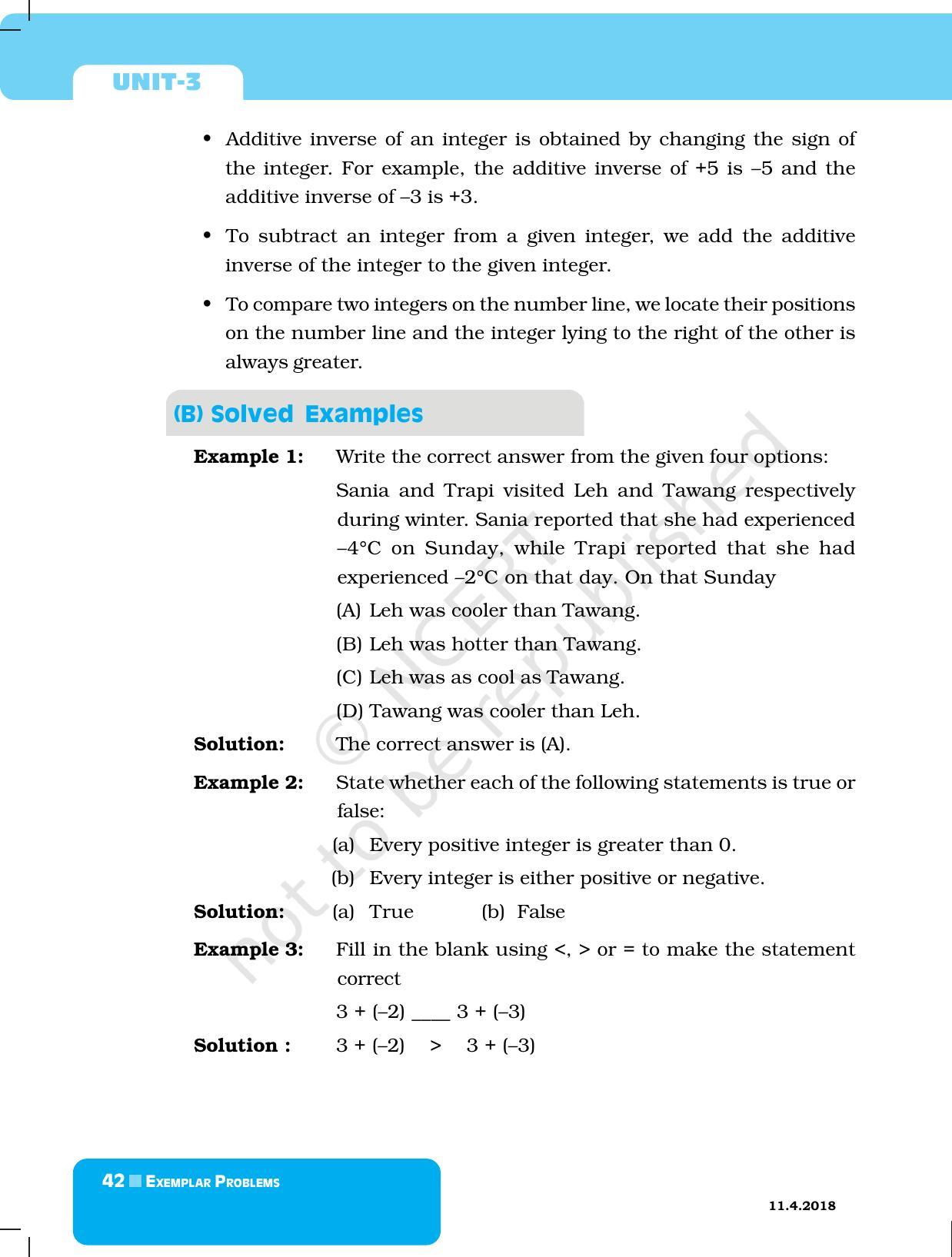 NCERT Exemplar Book for Class 6 Maths: Chapter 3-Integers - Page 2
