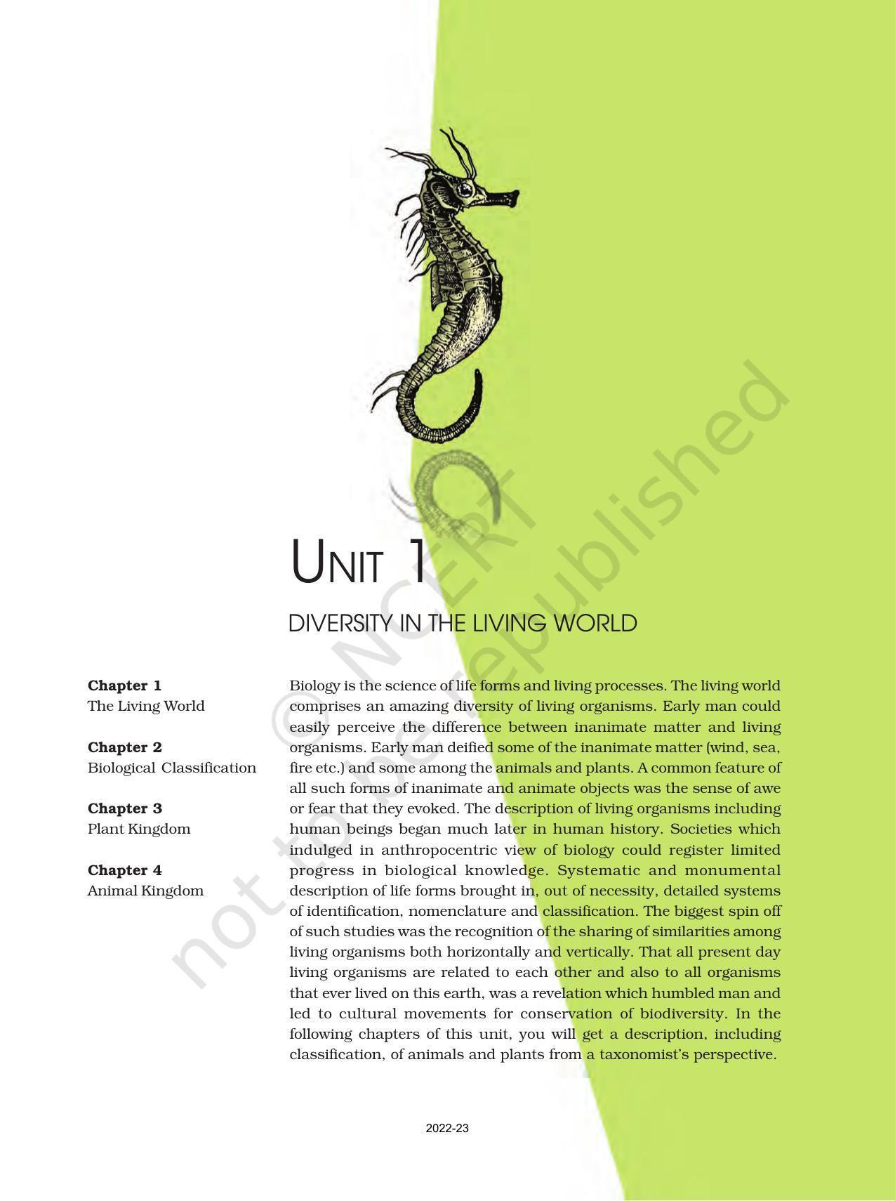 NCERT Book for Class 11 Biology Chapter 1 Diversity in the Living World - Page 1