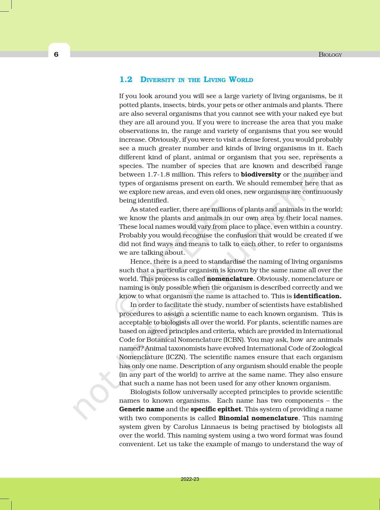 NCERT Book for Class 11 Biology Chapter 1 Diversity in the Living World - Page 6