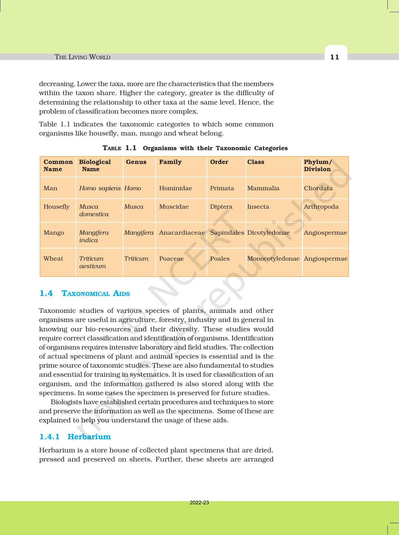 NCERT Book for Class 11 Biology Chapter 1 Diversity in the Living World - Page 11