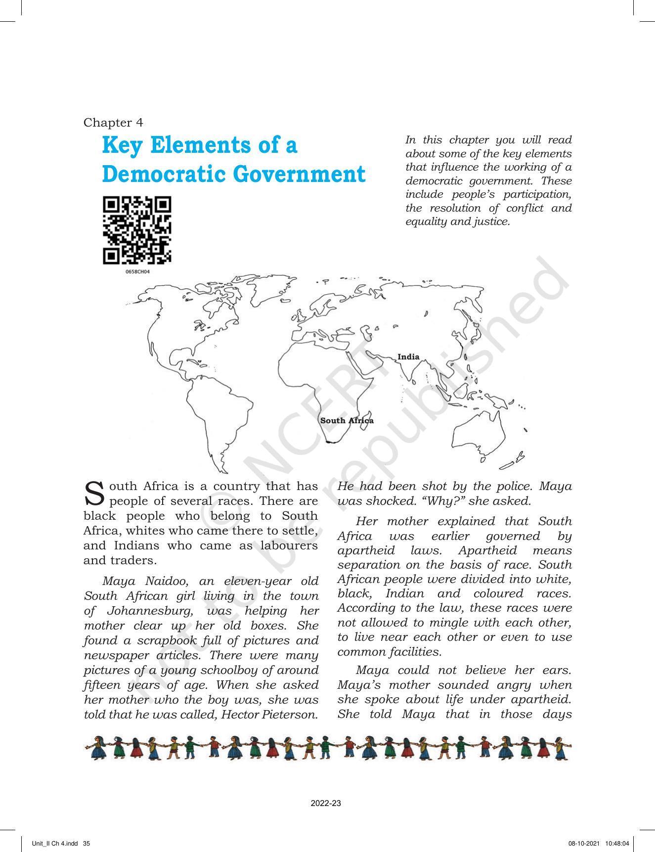 NCERT Book for Class 6 Social Science(Political Science) : Chapter 4-Key Elements of a Democratic Government - Page 1