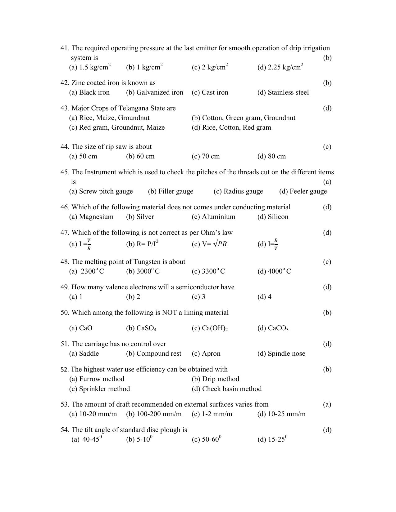 TS AGRICET 2020 AGRICULTURAL ENGINEERING PAPER WITH KEY - Page 4