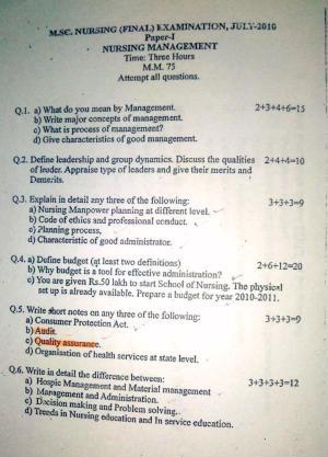 UHS M.Sc Nursing (Final) July.-2010 Question Paper