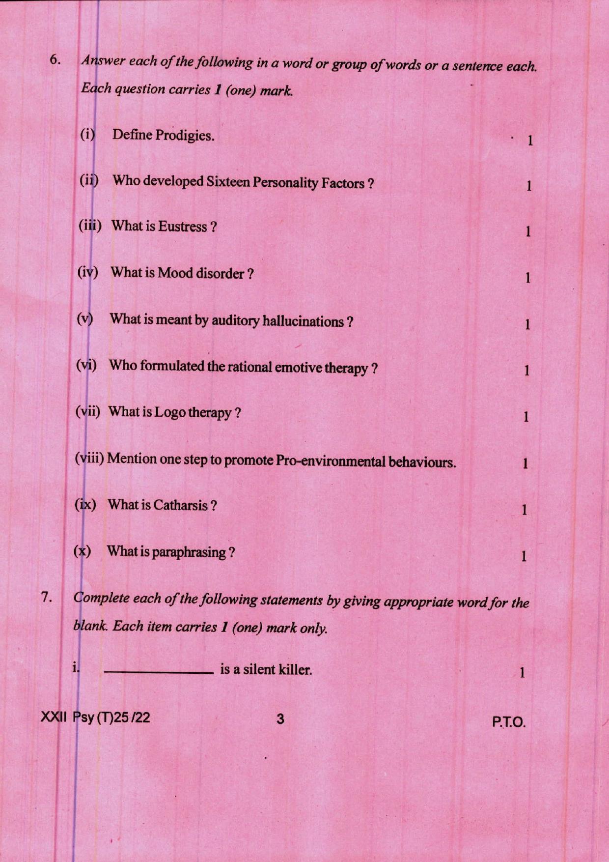COHSEM 12th Question Papers 2022 Psychology - Page 3