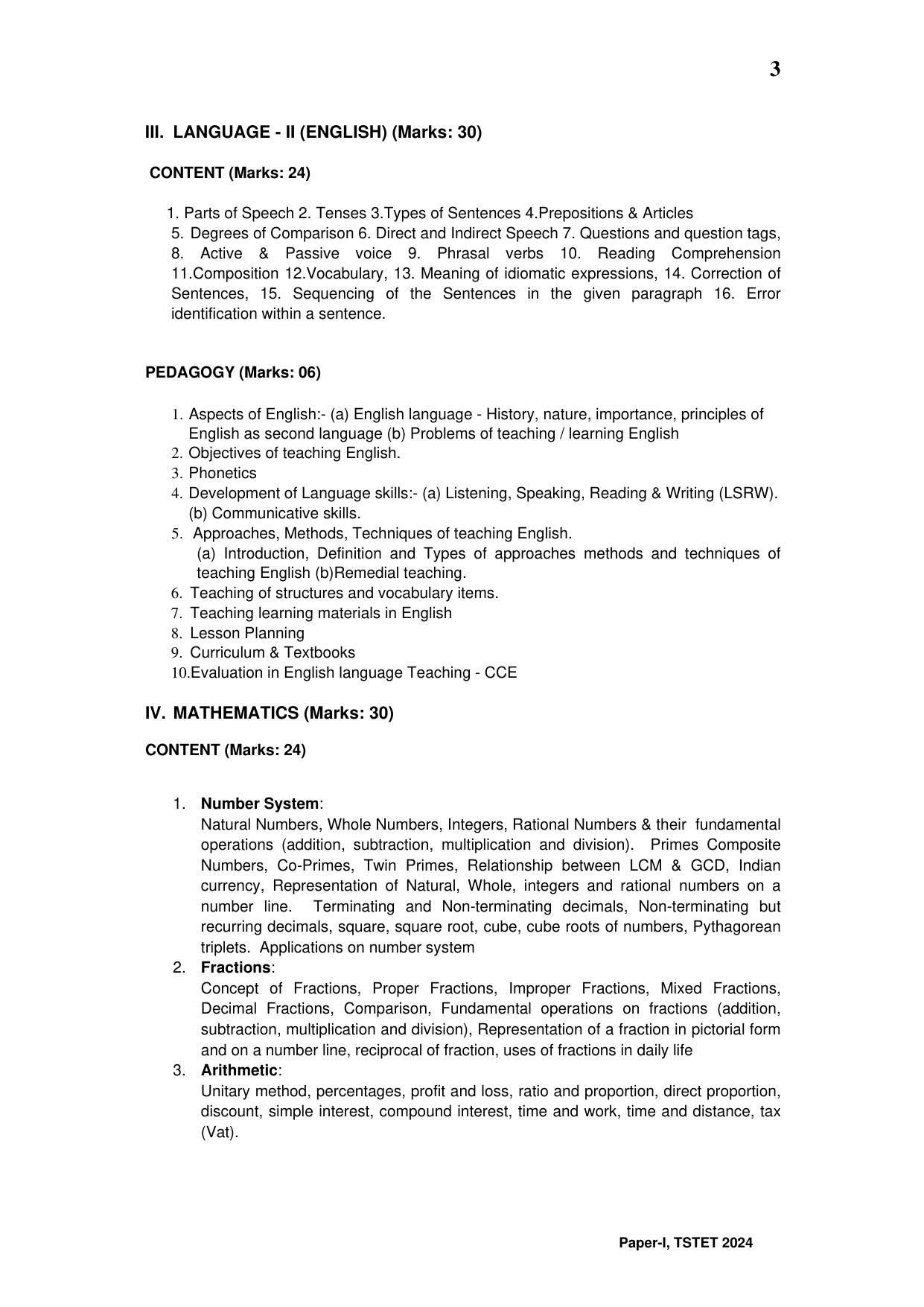 TS TET Syllabus - Paper-I (Urdu) - Page 3