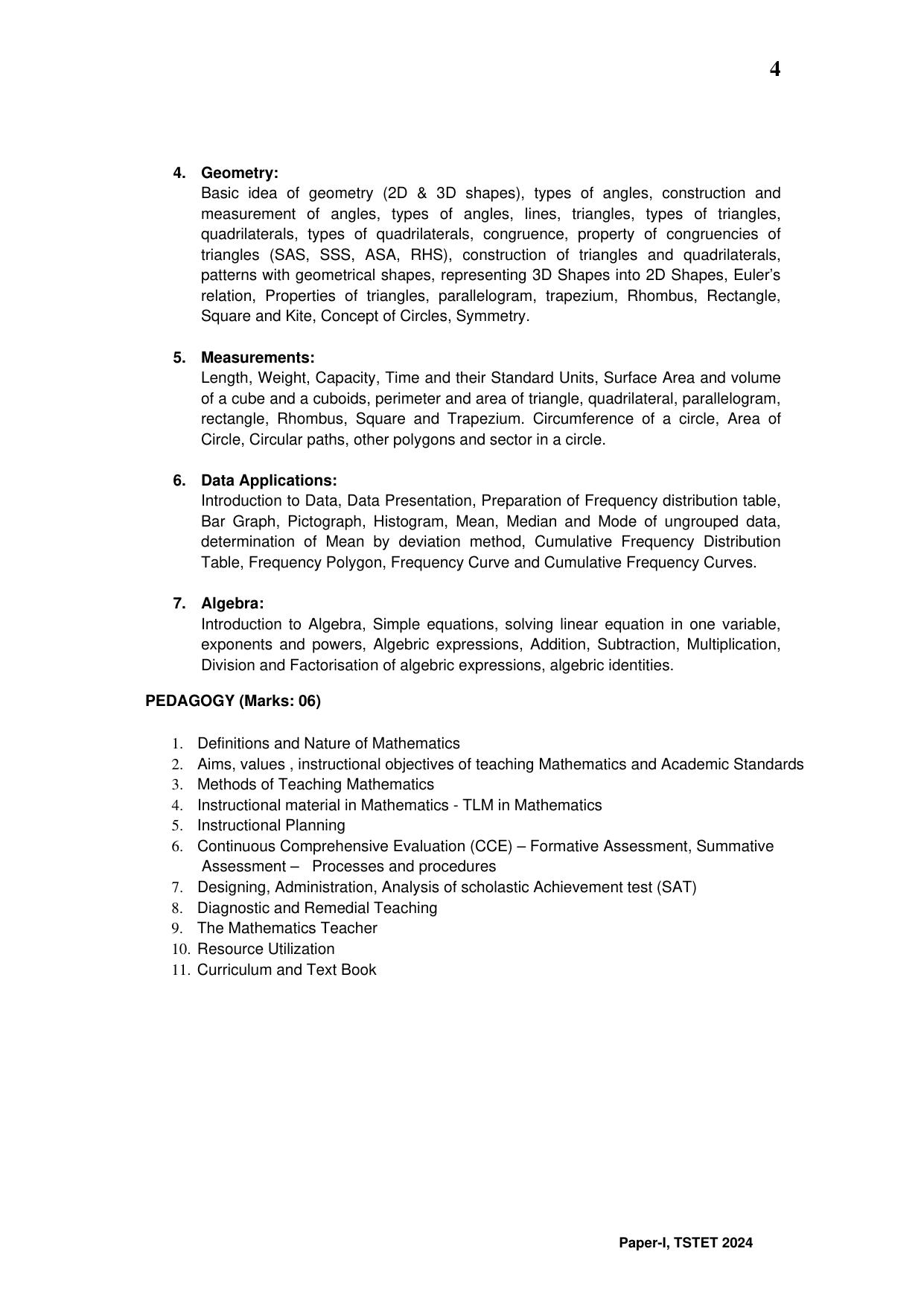 TS TET Syllabus - Paper-I (Urdu) - Page 4