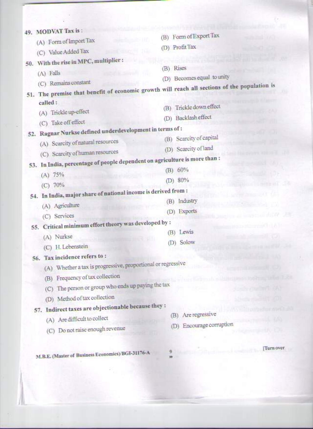 PU CET PG 2015: M.B.E. Question Paper - Page 8