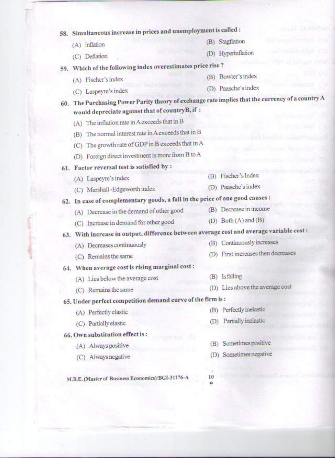 PU CET PG 2015: M.B.E. Question Paper - Page 9