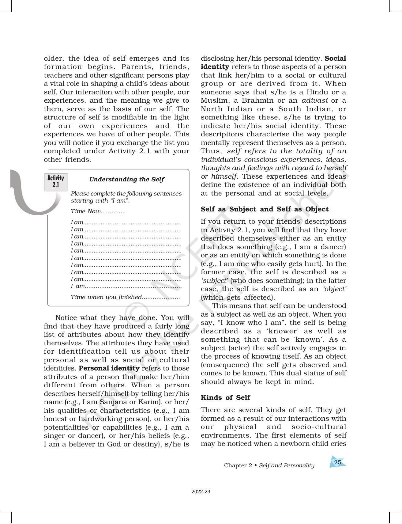 NCERT Book for Class 12 Psychology Chapter 2 Self and Personality - Page 3