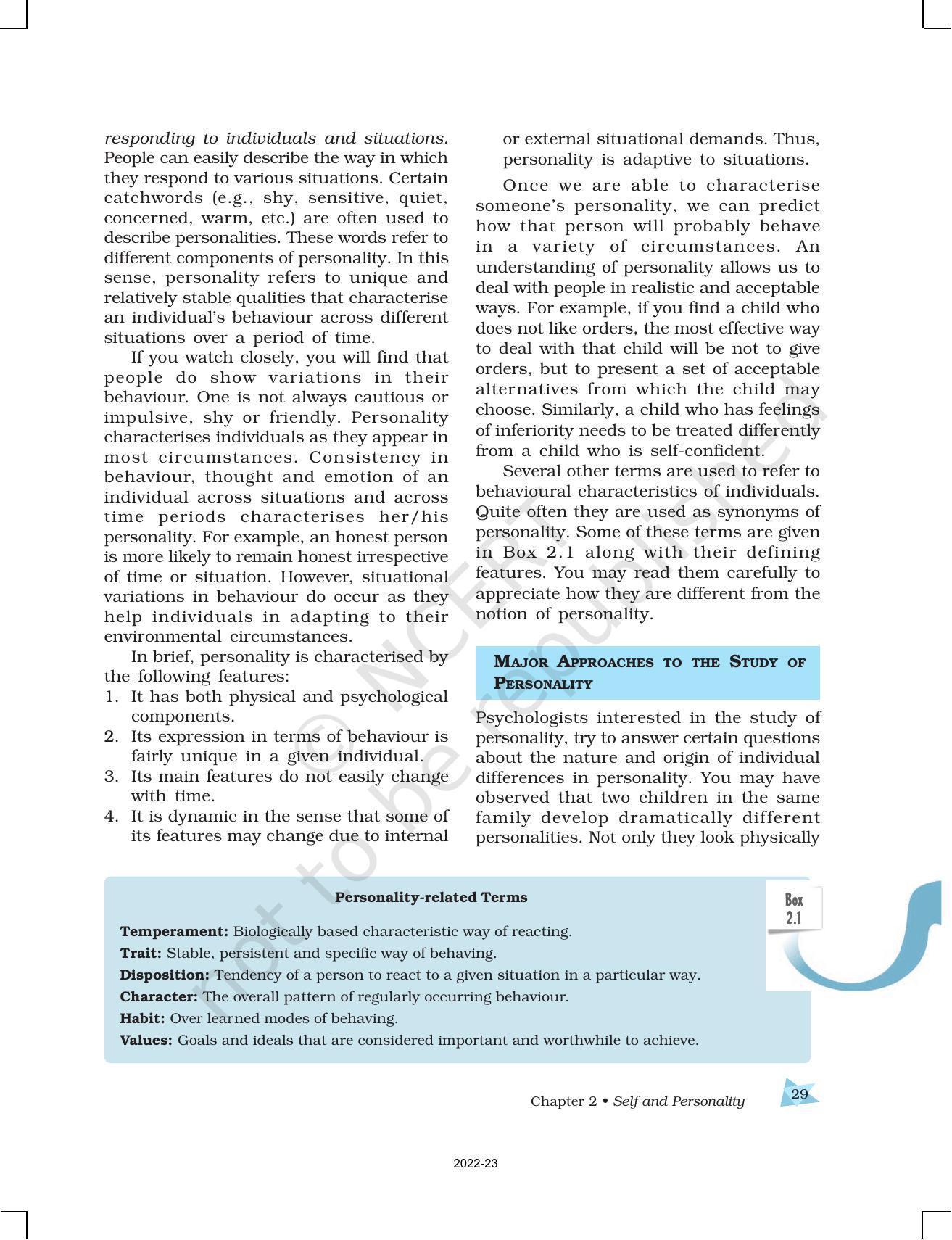 NCERT Book for Class 12 Psychology Chapter 2 Self and Personality - Page 7