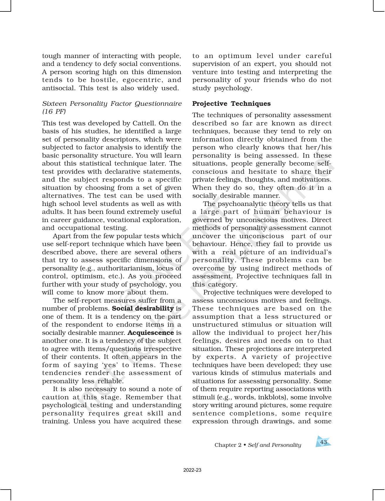 NCERT Book for Class 12 Psychology Chapter 2 Self and Personality - Page 21