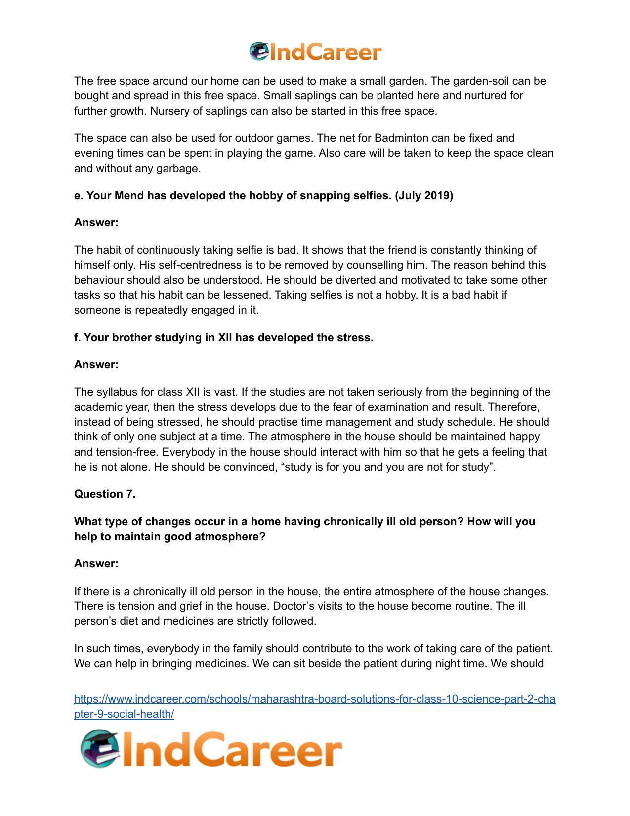 Maharashtra Board Solutions for Class 10- Science (Part 2): Chapter 9- Social Health - Page 9