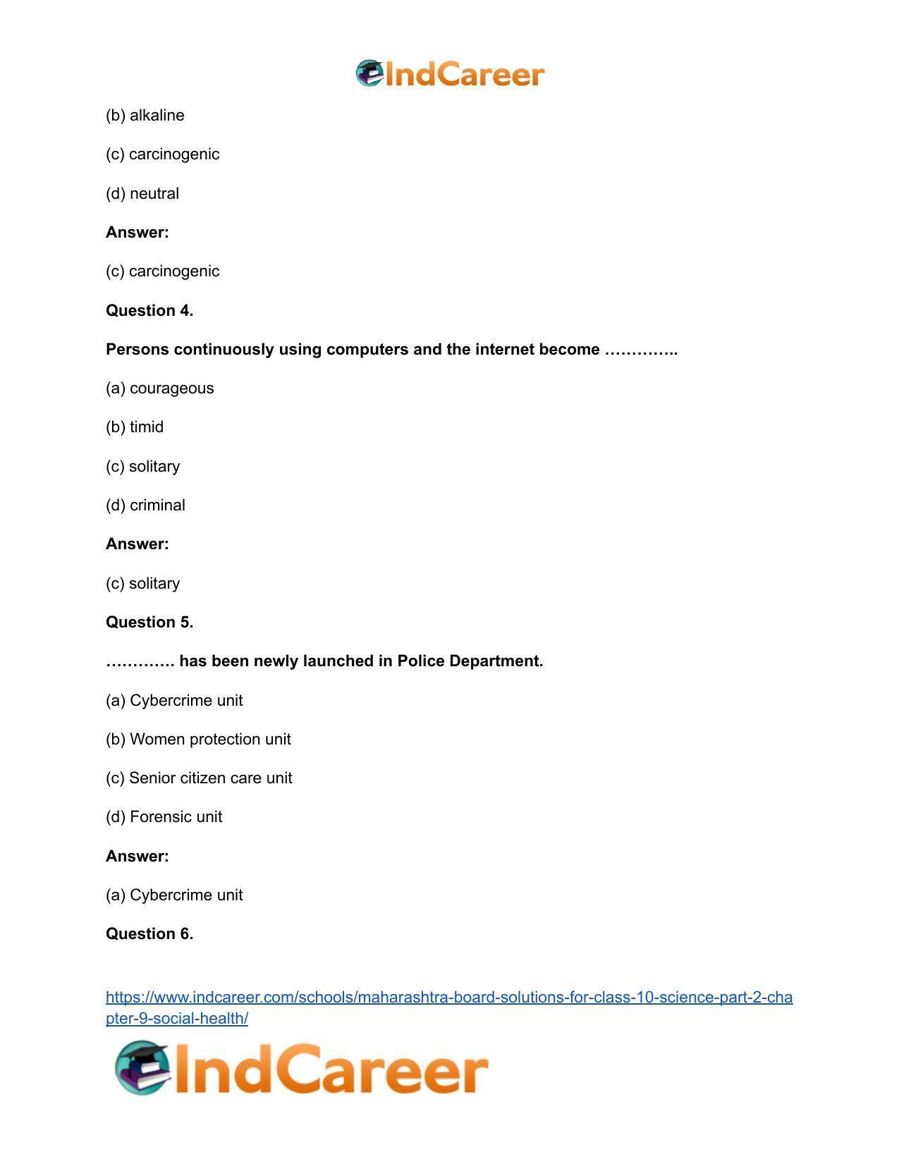 Maharashtra Board Solutions for Class 10- Science (Part 2): Chapter 9- Social Health - Page 15