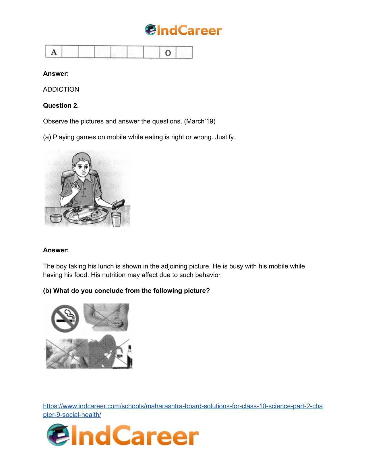 Maharashtra Board Solutions for Class 10- Science (Part 2): Chapter 9- Social Health - Page 25