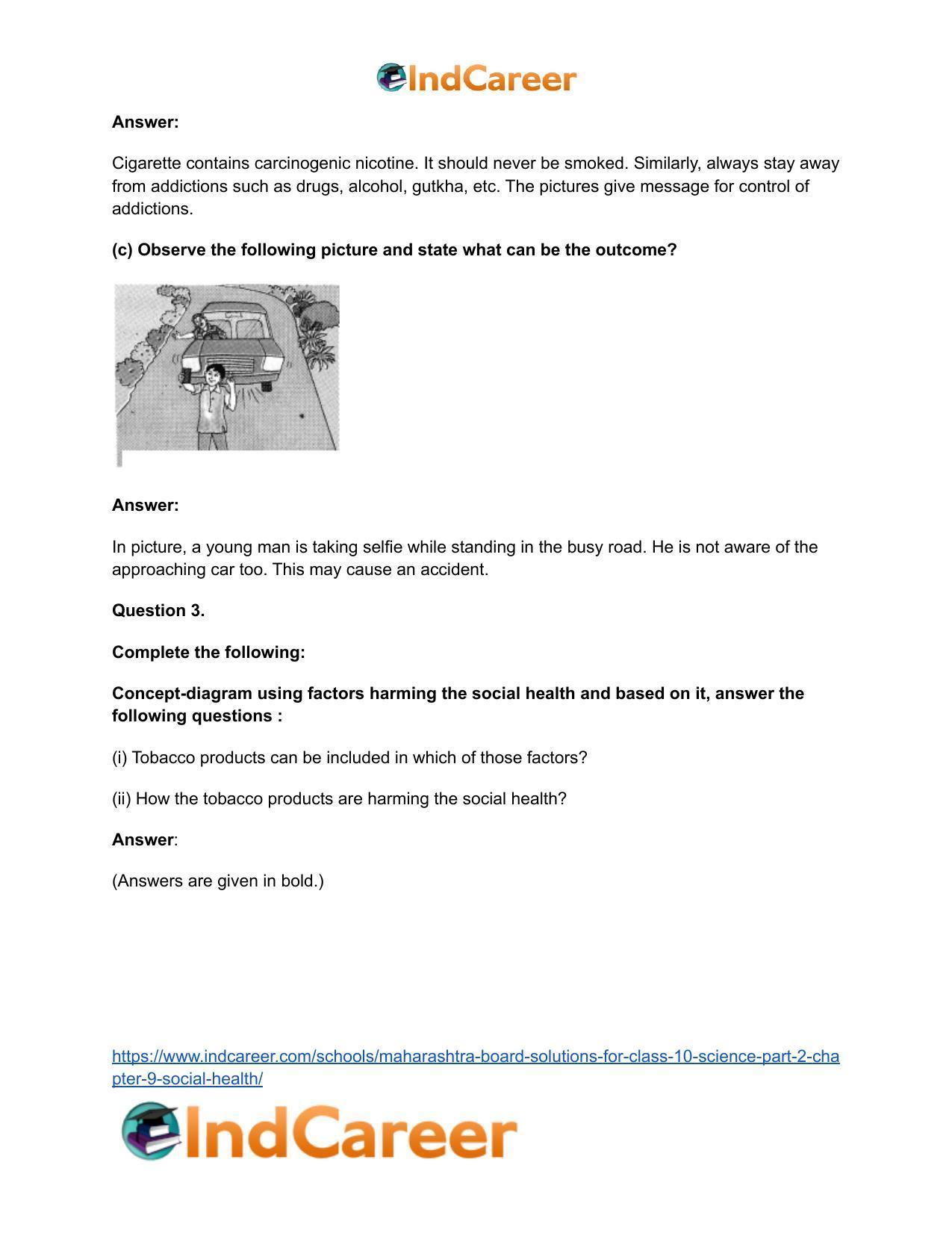Maharashtra Board Solutions for Class 10- Science (Part 2): Chapter 9- Social Health - Page 26