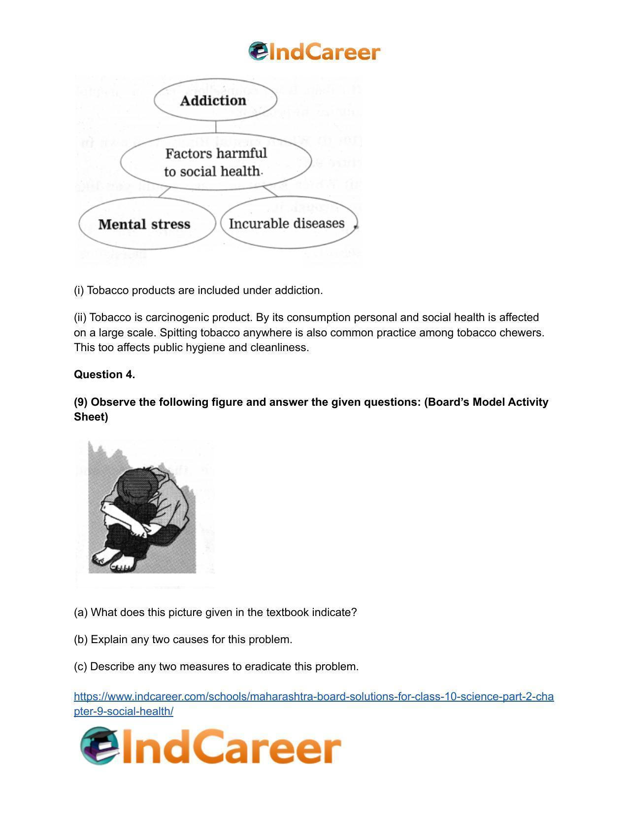 Maharashtra Board Solutions for Class 10- Science (Part 2): Chapter 9- Social Health - Page 27
