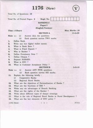 AP Inter 1st Year Banking-I (New) March-2019-Vocational Question Paper