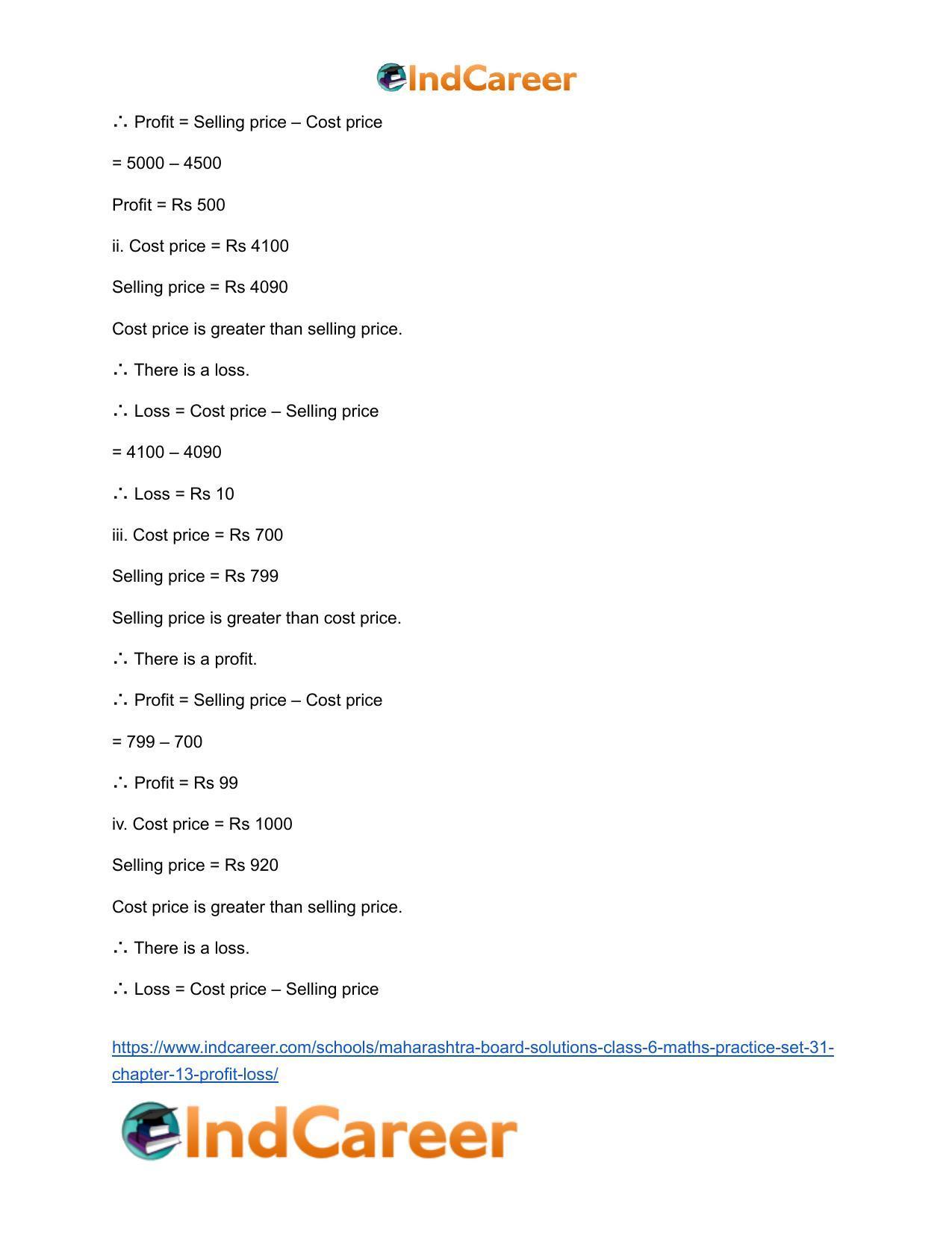 Maharashtra Board Solutions Class 6-Maths (Practice Set 31): Chapter 13- Profit-Loss - Page 3