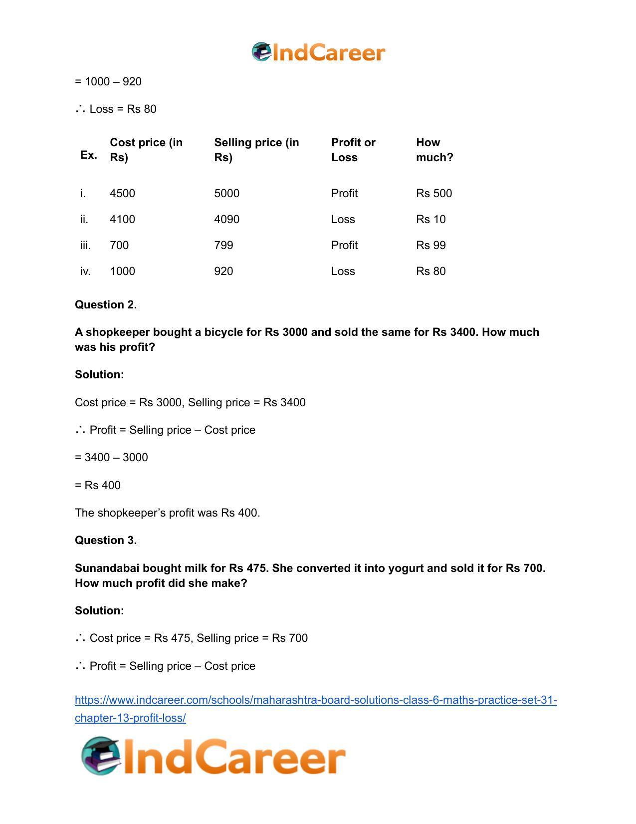 Maharashtra Board Solutions Class 6-Maths (Practice Set 31): Chapter 13- Profit-Loss - Page 4