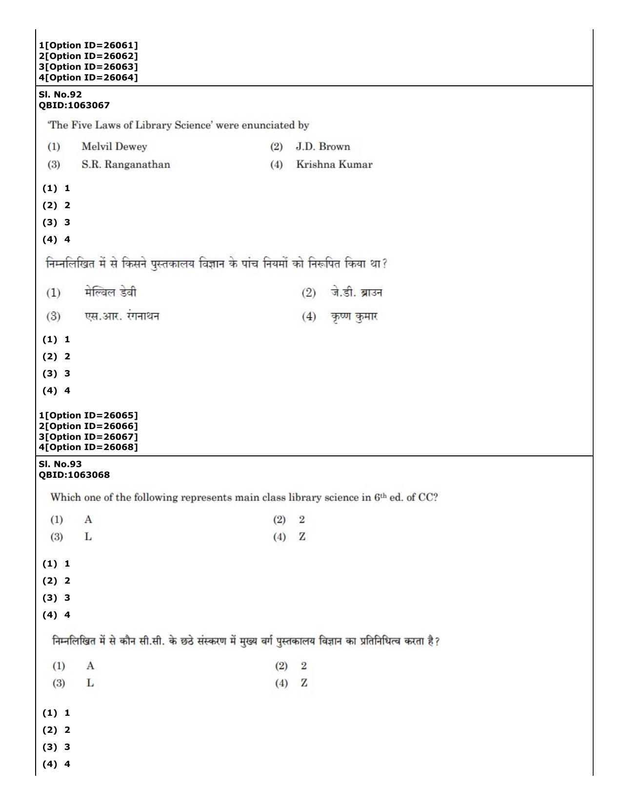 CUET (PG) 2022: PGQP-59 Library & Information Science (09-09-2022) Question Paper - Page 67