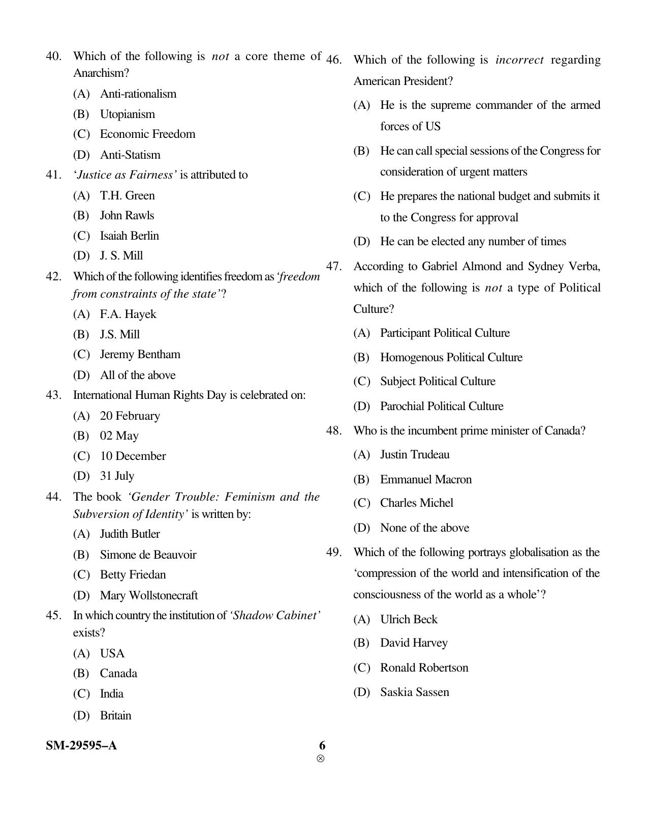 KUET 2024 M.A. Political Science Question Paper - Page 13