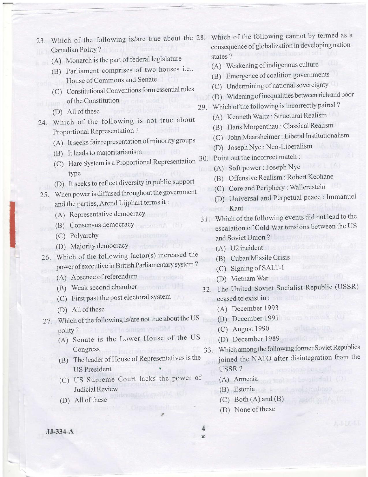 KUET 2024 M.A. Political Science Question Paper - Page 27