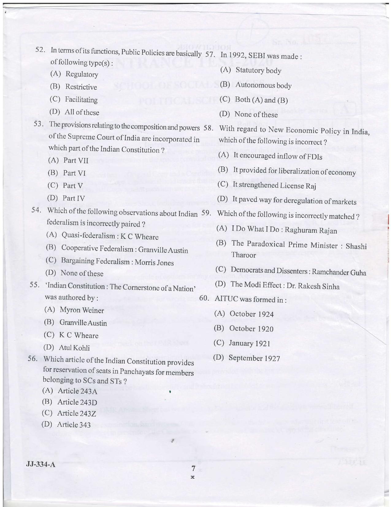 KUET 2024 M.A. Political Science Question Paper - Page 30